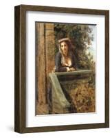 Young Girl at Window or Young Woman on Balcony-Daniele Ranzoni-Framed Giclee Print