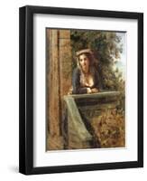 Young Girl at Window or Young Woman on Balcony-Daniele Ranzoni-Framed Giclee Print