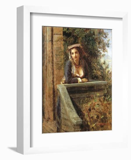 Young Girl at Window or Young Woman on Balcony-Daniele Ranzoni-Framed Giclee Print