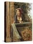 Young Girl at Window or Young Woman on Balcony-Daniele Ranzoni-Stretched Canvas