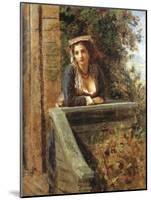 Young Girl at Window or Young Woman on Balcony-Daniele Ranzoni-Mounted Giclee Print