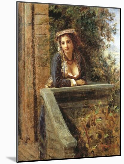 Young Girl at Window or Young Woman on Balcony-Daniele Ranzoni-Mounted Giclee Print