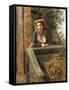 Young Girl at Window or Young Woman on Balcony-Daniele Ranzoni-Framed Stretched Canvas