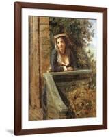 Young Girl at Window or Young Woman on Balcony-Daniele Ranzoni-Framed Giclee Print