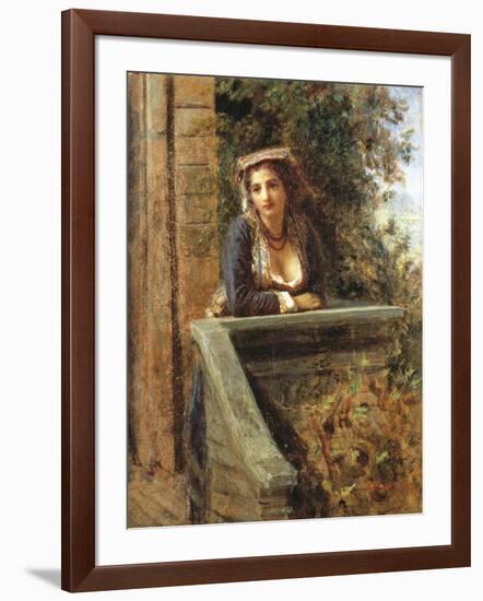 Young Girl at Window or Young Woman on Balcony-Daniele Ranzoni-Framed Giclee Print