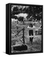 Young Girl Attending Woodstock Music Festival-John Dominis-Framed Stretched Canvas