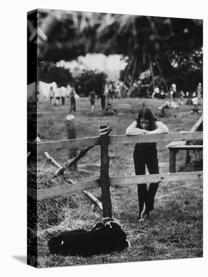 Young Girl Attending Woodstock Music Festival-John Dominis-Stretched Canvas