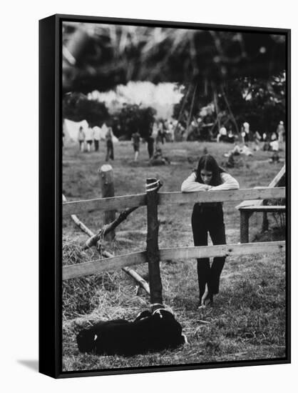 Young Girl Attending Woodstock Music Festival-John Dominis-Framed Stretched Canvas