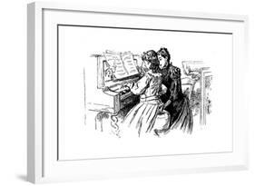 Young Girl Being Given a Piano Lesson, Paris, 1889-null-Framed Giclee Print