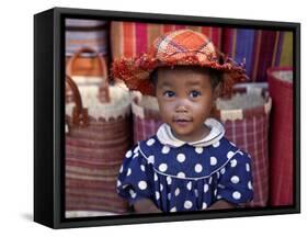 Young Girl Beside a Road-Side Stall Near Antananarivo, Capital of Madagascar-Nigel Pavitt-Framed Stretched Canvas