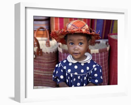 Young Girl Beside a Road-Side Stall Near Antananarivo, Capital of Madagascar-Nigel Pavitt-Framed Photographic Print
