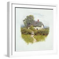 Young Girl by the Cottage Gate-Helen Allingham-Framed Premium Giclee Print