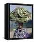 Young Girl Carries Coils of Green 'Rope' to Market Balanced on Her Head-Nigel Pavitt-Framed Stretched Canvas