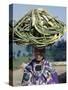 Young Girl Carries Coils of Green 'Rope' to Market Balanced on Her Head-Nigel Pavitt-Stretched Canvas