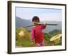 Young Girl Carrying Shoulder Pole with Straw Hats, China-Keren Su-Framed Photographic Print