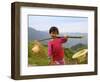 Young Girl Carrying Shoulder Pole with Straw Hats, China-Keren Su-Framed Photographic Print