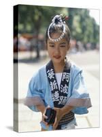 Young Girl, Child Dressed in Yukata, Traditional Dress, Kyoto, Honshu, Japan-null-Stretched Canvas