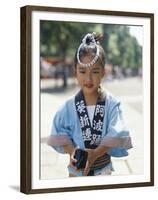 Young Girl, Child Dressed in Yukata, Traditional Dress, Kyoto, Honshu, Japan-null-Framed Premium Photographic Print