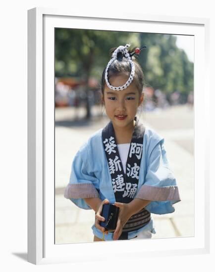 Young Girl, Child Dressed in Yukata, Traditional Dress, Kyoto, Honshu, Japan-null-Framed Premium Photographic Print