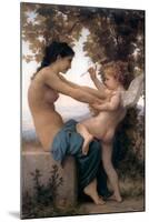 Young Girl Defending Herself Against Cupid-William Adolphe Bouguereau-Mounted Art Print