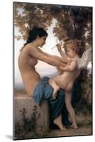 Young Girl Defending Herself Against Cupid-William Adolphe Bouguereau-Mounted Art Print