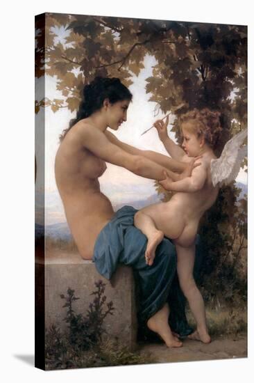 Young Girl Defending Herself Against Cupid-William Adolphe Bouguereau-Stretched Canvas