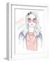 Young Girl Fashion Illustration. Pastel Fashion Trend.-cherry blossom girl-Framed Art Print