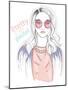 Young Girl Fashion Illustration. Pastel Fashion Trend.-cherry blossom girl-Mounted Art Print