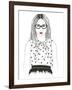 Young Girl Fashion Illustration-cherry blossom girl-Framed Art Print