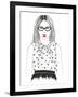 Young Girl Fashion Illustration-cherry blossom girl-Framed Art Print