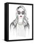 Young Girl Fashion Illustration-cherry blossom girl-Framed Stretched Canvas