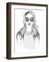 Young Girl Fashion Illustration-cherry blossom girl-Framed Art Print