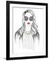 Young Girl Fashion Illustration-cherry blossom girl-Framed Art Print