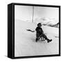 Young Girl Going Down with the Sled-null-Framed Stretched Canvas