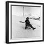 Young Girl Going Down with the Sled-null-Framed Photographic Print