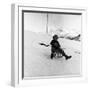 Young Girl Going Down with the Sled-null-Framed Photographic Print