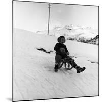 Young Girl Going Down with the Sled-null-Mounted Photographic Print