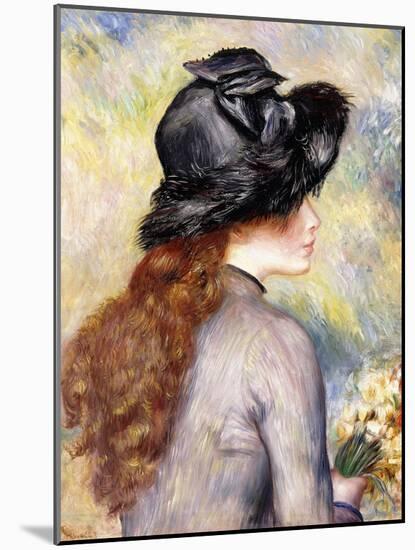 Young Girl Holding a Bouquet of Tulips, C.1878-Pierre-Auguste Renoir-Mounted Giclee Print