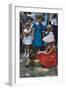 Young Girl in a Bonnet and a Red Dress Feeding an Organ Grinder's Monkey, Iowa State Fair, 1955-John Dominis-Framed Photographic Print