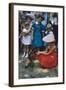 Young Girl in a Bonnet and a Red Dress Feeding an Organ Grinder's Monkey, Iowa State Fair, 1955-John Dominis-Framed Photographic Print