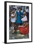 Young Girl in a Bonnet and a Red Dress Feeding an Organ Grinder's Monkey, Iowa State Fair, 1955-John Dominis-Framed Photographic Print