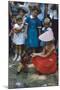 Young Girl in a Bonnet and a Red Dress Feeding an Organ Grinder's Monkey, Iowa State Fair, 1955-John Dominis-Mounted Photographic Print