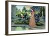 Young Girl in a Garden-Eugene Grasset-Framed Giclee Print
