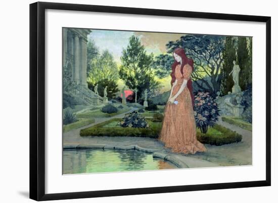 Young Girl in a Garden-Eugene Grasset-Framed Giclee Print