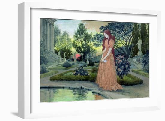 Young Girl in a Garden-Eugene Grasset-Framed Giclee Print