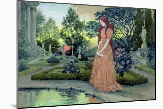 Young Girl in a Garden-Eugene Grasset-Mounted Giclee Print