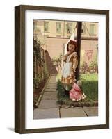 Young Girl in a New York Garden, 1871-John George Brown-Framed Giclee Print