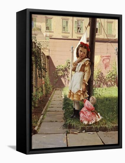 Young Girl in a New York Garden, 1871-John George Brown-Framed Stretched Canvas