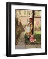 Young Girl in a New York Garden, 1871-John George Brown-Framed Premium Giclee Print