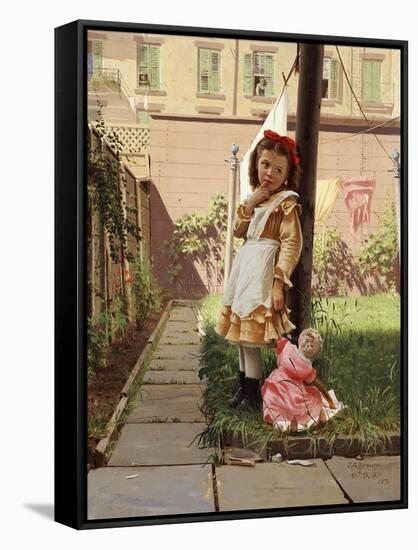 Young Girl in a New York Garden, 1871-John George Brown-Framed Stretched Canvas